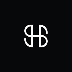 Minimal elegant monogram art logo. Outstanding professional trendy awesome artistic SH HS initial based Alphabet icon logo. Premium Business logo White color on black background