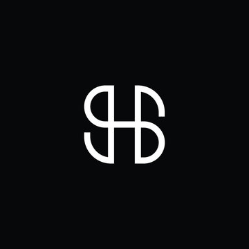 Minimal elegant monogram art logo. Outstanding professional trendy awesome artistic SH HS initial based Alphabet icon logo. Premium Business logo White color on black background