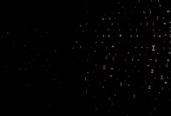 Dark Black vector background with Digit symbols.