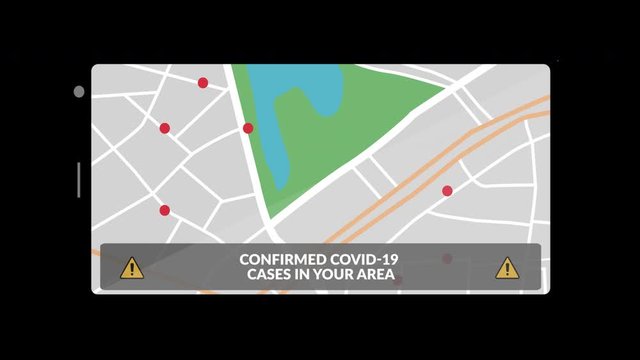 Horizontal coronavirus app animation with alpha