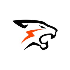 logo tiger and electricity icon vector