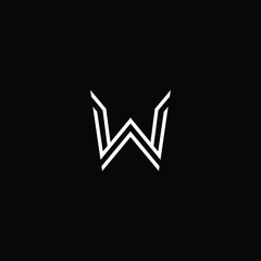Minimal elegant monogram art logo. Outstanding professional trendy awesome artistic W WW initial based Alphabet icon logo. Premium Business logo White color on black background