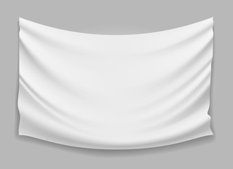 Blank white fabric flag banner