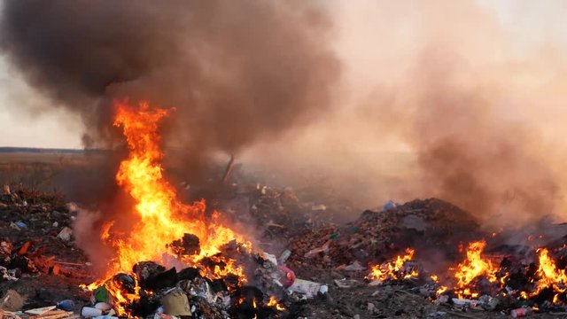 fire close up. burning garbage. concern for the environment. environmental pollution.