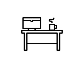 Work desk line icon