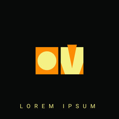 Modern creative shaped OV, VO, O, V logo. Initial Logo Designs Templete with Black Background. Vector Illustration