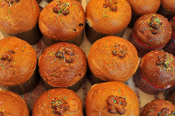 Traditional homemade Easter cake . Rustic style.  Freshly prepared Easter cakes. Happy easter