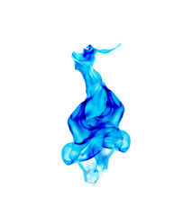 Blue fire, burning, flame white background