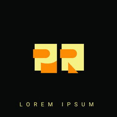 Modern creative shaped PR, RP, P, R logo. Initial Logo Designs Templete with Black Background. Vector Illustration
