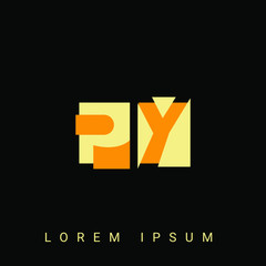Modern creative shaped PY, YP, P, Y logo. Initial Logo Designs Templete with Black Background. Vector Illustration
