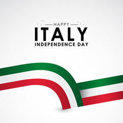 Italy Independence Day Banner With Flag Illustration