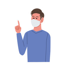 マスクを付ける シニア男性 指差しポーズ コロナウイルス イラスト セット Wall Mural マツ