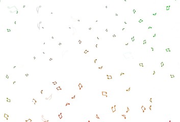 Light Green, Red vector background with music symbols.