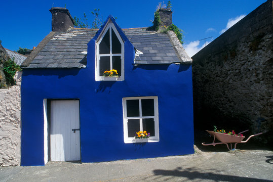 Bright blue house in Ardgroom Village, Cork, Ireland