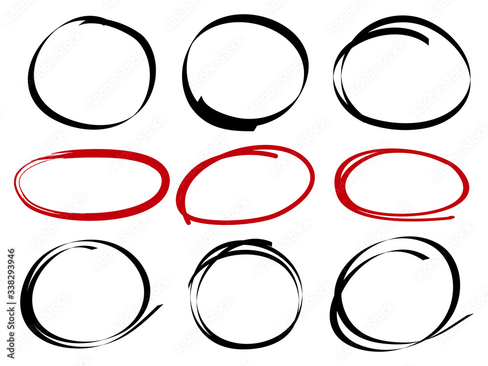 Poster hand drawn scribble line circles. doodle circular for message note mark design element. vector illus