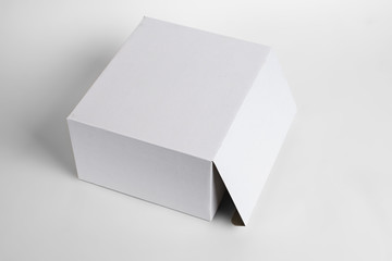 close up of a white box template on white background isolated