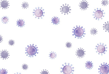 Watercolor,pastel,by hand drawing, Coronavirus image (12-2)