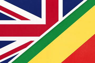 United Kingdom vs Republic of the Congo national flag from textile. Relationship between two countries.