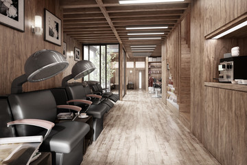 Modern Hair Salon (desaturated)  - 3d visualization