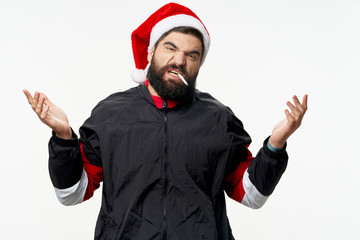 young man in santa hat