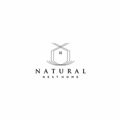 Creative line logo design of natural home or nest with clear background - EPS10 - Vector.