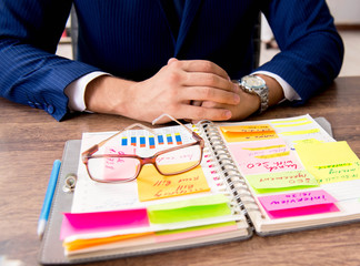 Young handsome employee planning his work activity