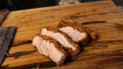 Crispy pork in the evening market