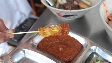 Thai Food (Grilled Pork with Yellow Curry Sauce)