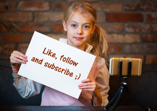 Girl making video blog at home