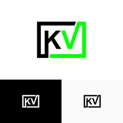 KV, VK Letter, initial logo design template vector
