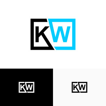 KW, WK Letter, initial logo design template vector