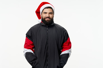 man in santa claus hat