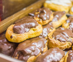 the real pastry, pastries prepared in the artisan laboratory,, pastries with cream, cream, chocolate and candied fruit