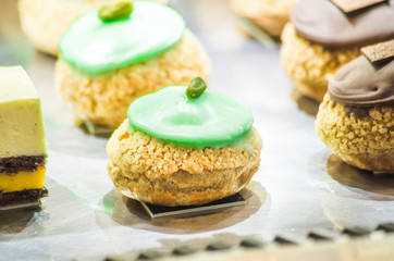 delicious artisan pastries with pistachios, ricotta and butter