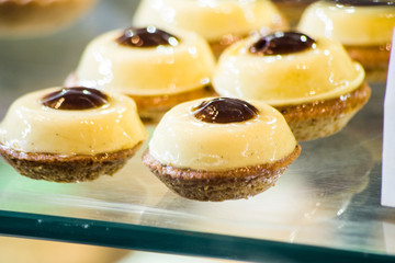 delicious artisan pastries with coffee, chocolate and hazelnuts