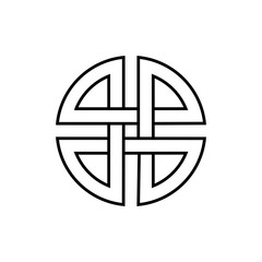 Icono plano lineal nudo circular en color negro