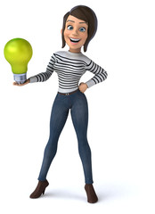 Fun 3D cartoon casual character woman