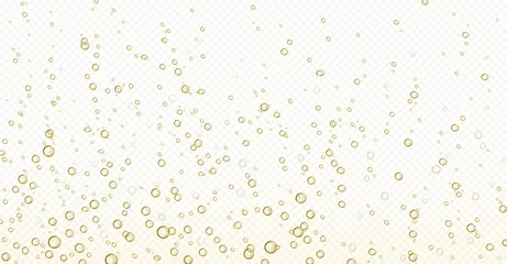 Foto op Aluminium Soda bubbles, champagne, water or oxygen air fizz, carbonated drink or underwater abstract background. Dynamic motion, transparent aqua with randomly moving fizzing moisture drops, realistic 3d vector © klyaksun