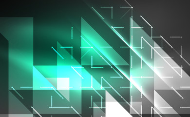 Abstract background, mosaic triangle pattern with transparent effects on glowing neon shiny backdrop. Vector Illustration For Wallpaper, Banner, Background, Card, Book Illustration, landing page