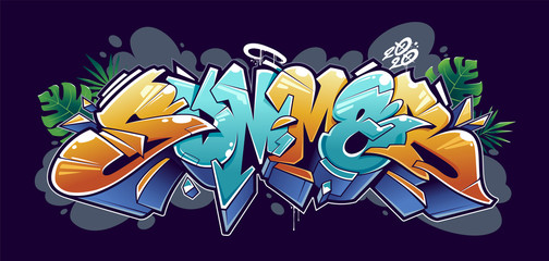 Summer Graffiti Lettering Vector
