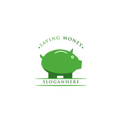 saving money vector logo with piggy bank