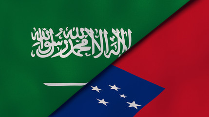 The flags of Saudi Arabia and Samoa. News, reportage, business background. 3d illustration