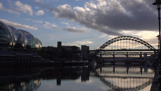 Newcastle upon Tyne city bridges over river UK 4K