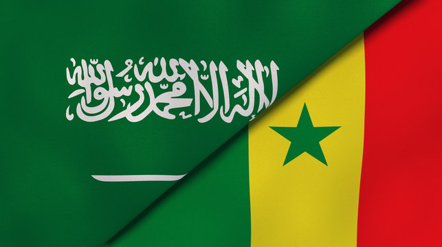The flags of Saudi Arabia and Senegal. News, reportage, business background. 3d illustration