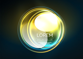 Glowing neon shiny transparent bubbles, glass circles or bio cell concept. Techno futuristic vector abstract background For Wallpaper, Banner, Background, Card, Book Illustration, landing page