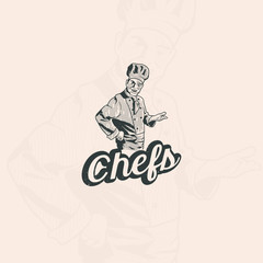 Male chef logo design Premium Vector