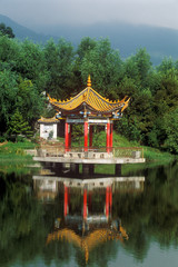 Reflection of Pagoda Pavilion in Dali, Yunnan Province, People's Republic of China