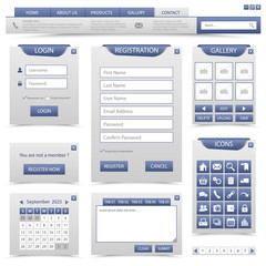 Collection elements navigation for website in blue design