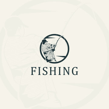 Fishing logo design Premium Vector