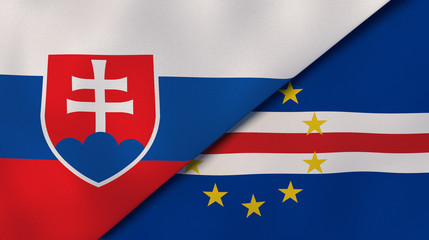 The flags of Slovakia and Cape Verde. News, reportage, business background. 3d illustration